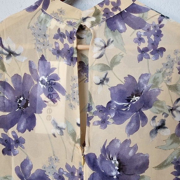 Geegee Dresses Mock Neck Leg Of Mutton Puff Sleeve Yellow Floral Midi Dress S - Picture 5 of 14